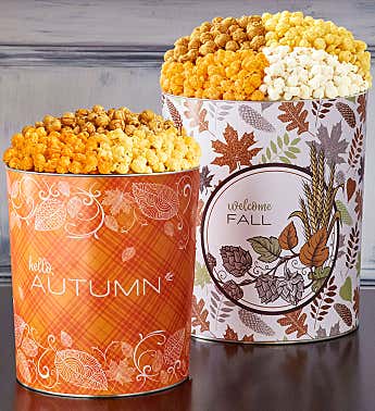 Fall Gift Basket Ideas | Gourmet Popcorn Tins | The Popcorn Factory