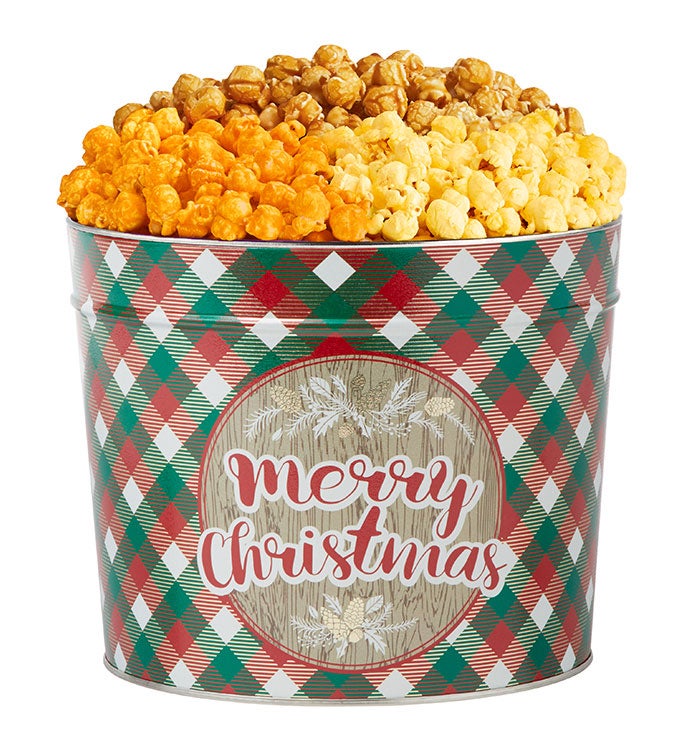 Christmas Plaid Popcorn Tin Collection