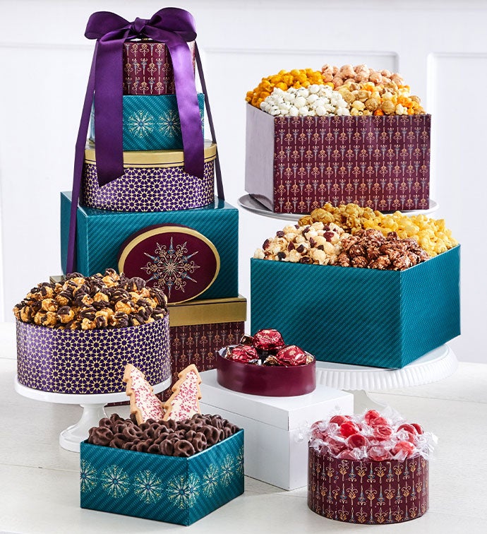 Shining Snowflake 6 Box Gift Tower | The Popcorn Factory