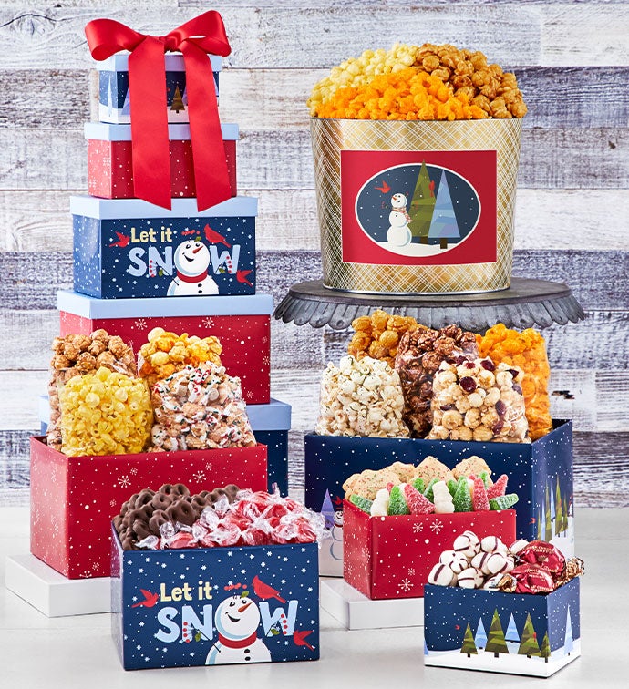 Snow Much Fun 5 Box Gift Tower & Popcorn Tin