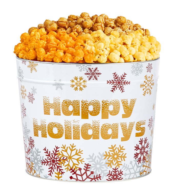 1.75 Gallon Sparkling Snowflake 3 Flavor Popcorn Tin With Passport