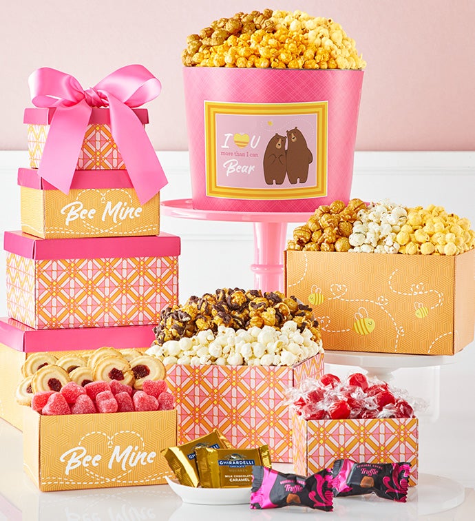 Bee Mine 4 Box Gift Tower & Popcorn Tin
