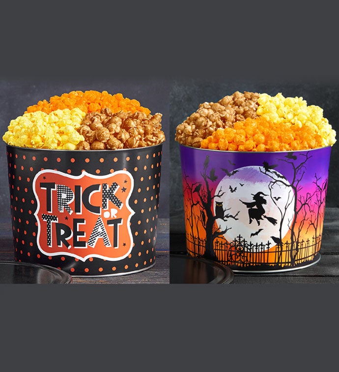 Halloween Treats 2 Gallon Popcorn Tins
