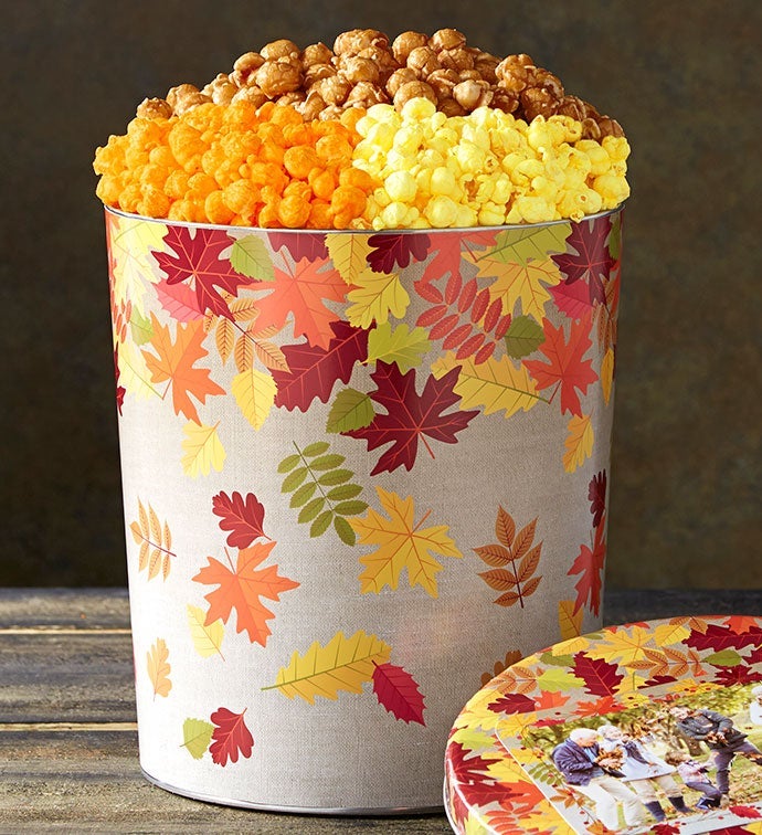 Hello Autumn 3 1/2 Gallon 3 Flavor Popcorn Tin