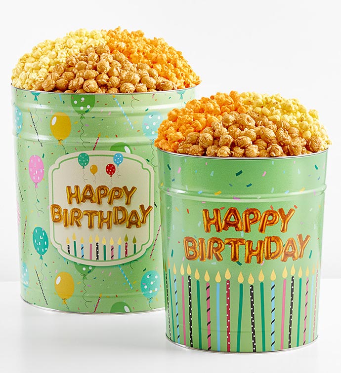 Birthday Wishes 6 1/2 Gallon 3 Flavor Popcorn Tin