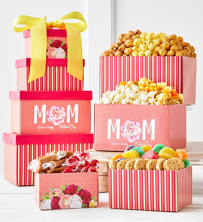Blooms For Mom 4 Box Gift Tower