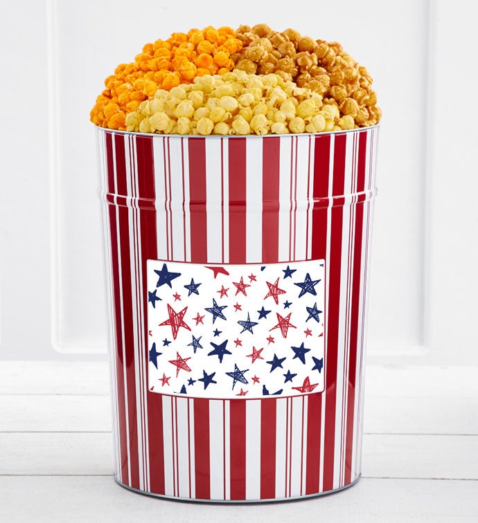 Tins With Pop® 4 Gallon Red & Blue Stars
