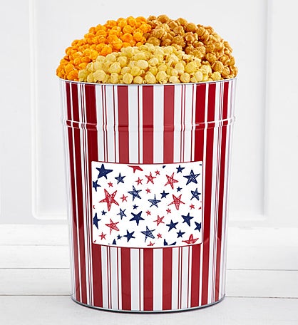Tins With Pop® 4 Gallon Red & Blue Stars