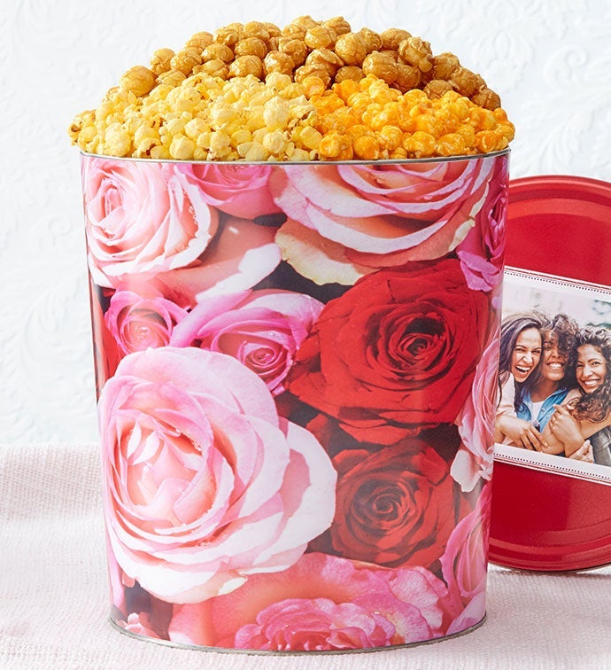 Forever Roses 3 1/2 Gallon Popcorn Tin