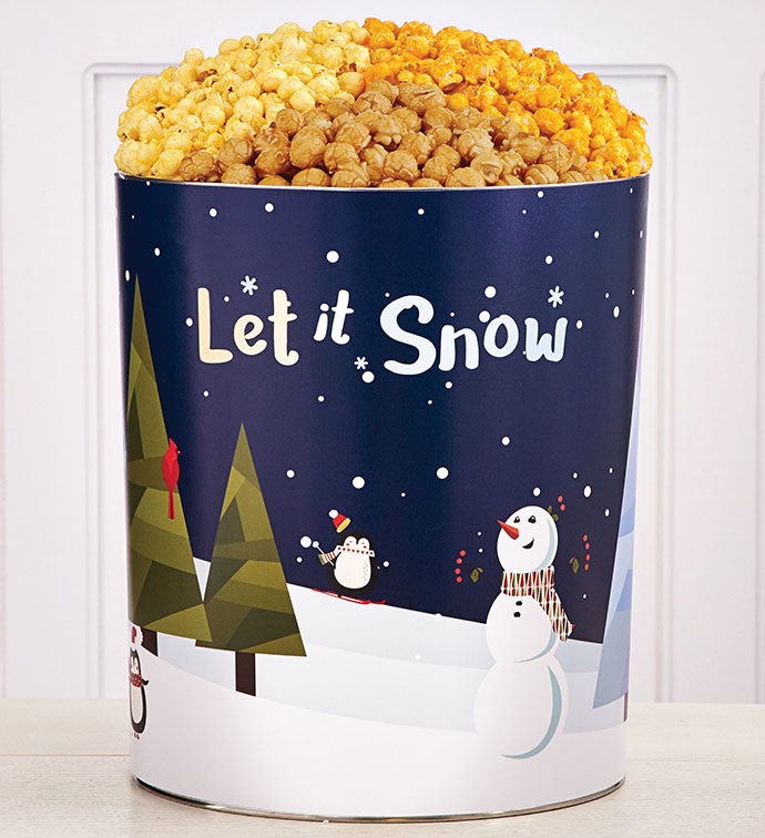 Snow Much Fun 6 1/2 Gallon 3 Flavor Popcorn Tin