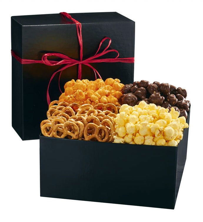 Black Glossy Box With Red Raffia