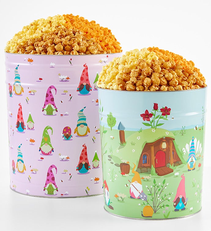 Garden Gnomes 6 1/2 Gallon 3 Flavor Popcorn Tin