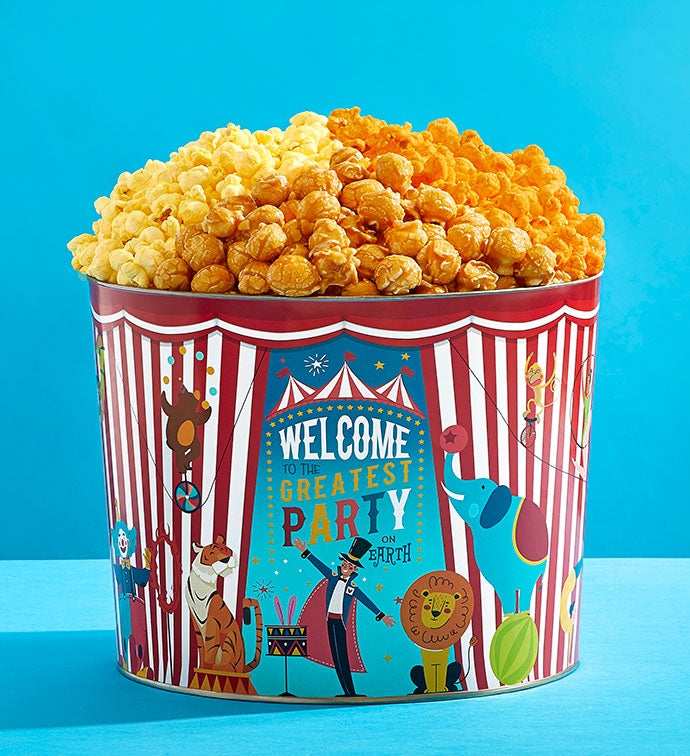 Circus Fun 2 Gallon 3 Flavor Popcorn Tin