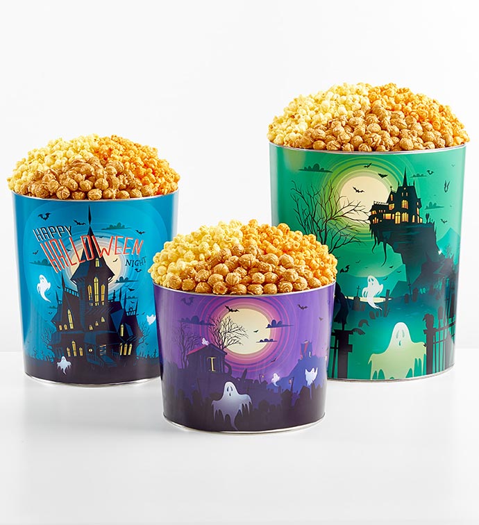 Haunted Hallow 6 1/2 Gallon 3 Flavor Popcorn Tin