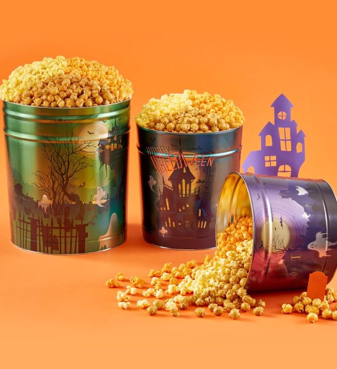 Haunted Hallow 3 1/2 Gallon 3 Flavor Popcorn Tin