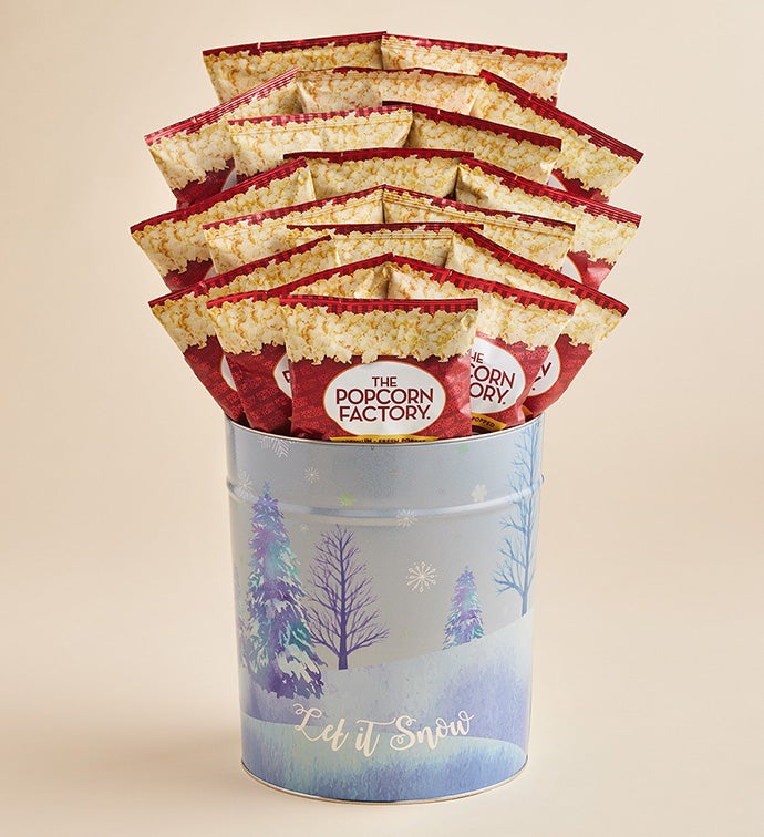 Sparkling Snowfall 3 1/2 Gallon Bagged Popcorn Tins