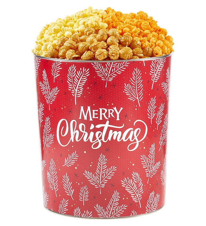 Cozy Christmas 3 1/2 Gallon 3 Flavor Popcorn Tin
