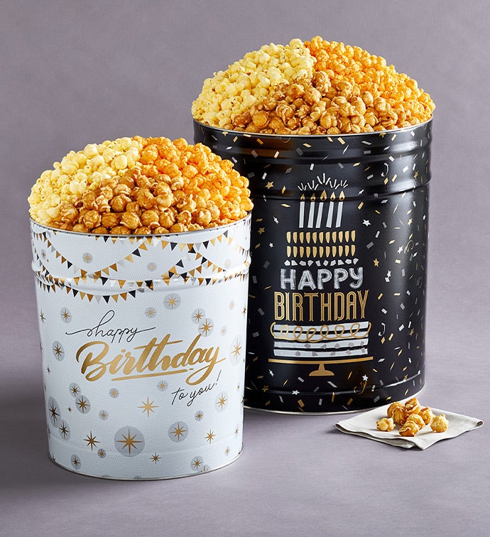 3.5 Gallon Happy Birthday Celebration 3 Flavor Popcorn Tin