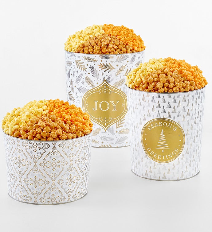 Seasons Greetings 3 1/2 Gallon 3 Flavor Popcorn Tin