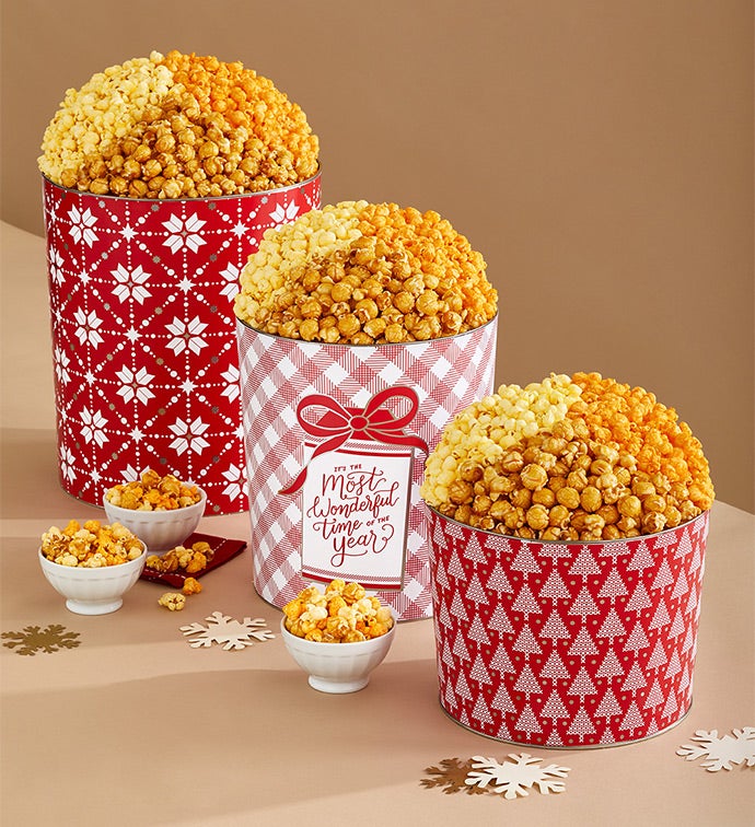 Wonderful Red Bow  3 1/2 Gallon 3 Flavor Popcorn Tin