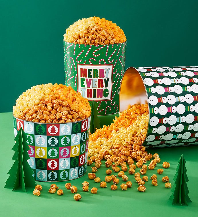 Merry Everything 3 1/2 Gallon 3 Flavor Popcorn Tin