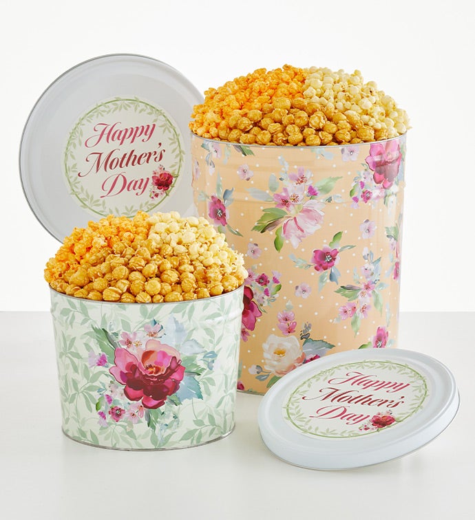 Floral Delight 6 1/2 Gallon 3 Flavor Popcorn Tin