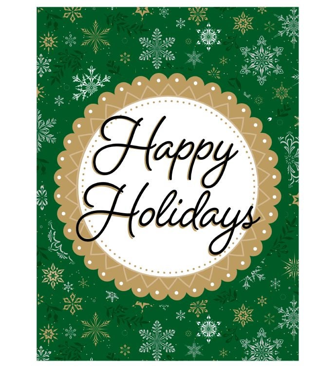 Happy Holidays Green Snowflake Greeting Card