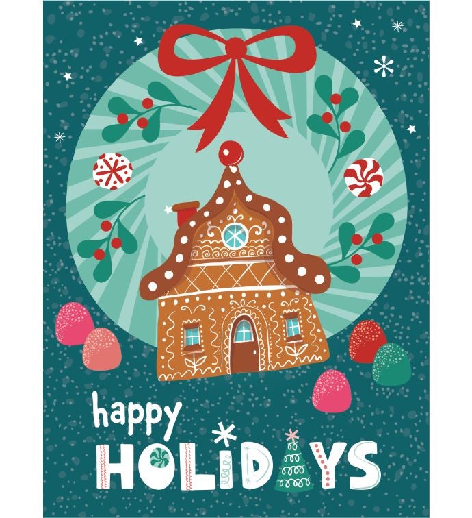 Happy Holidays Gingerbread Snow Globe Greeting Card