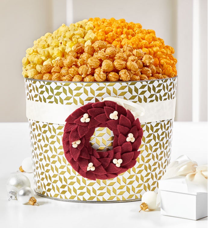Winter Elegance  2 Gallon 3 Flavor Popcorn Tin