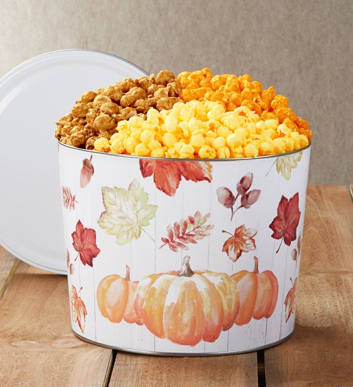 Fall Into Autumn Popcorn Tins