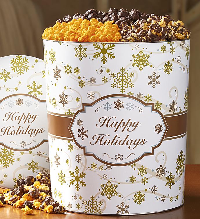 Gold Snowflake Deluxe Popcorn Tins