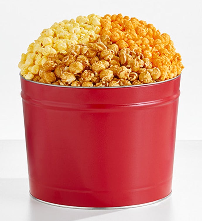 Simply Red 6 1/2 Gallon 3 Flavor Popcorn Tin