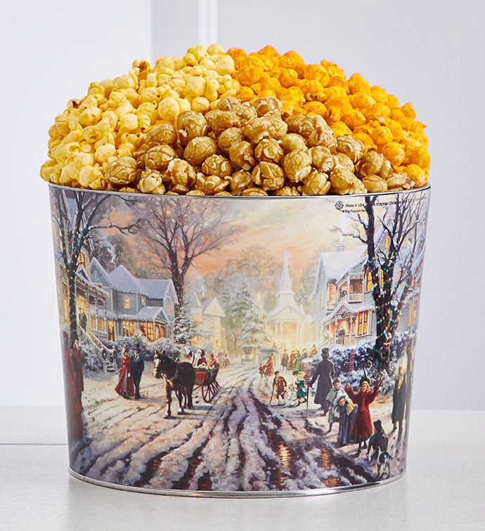 Thomas Kinkade Victorian Christmas Carol 2 Gallon 3 Flavor Popcorn Tin
