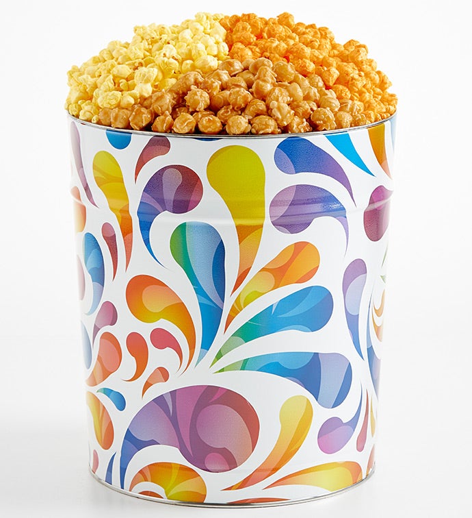 Rainbow Fusion 3 1/2 Gallon 3 Flavor Popcorn Tin