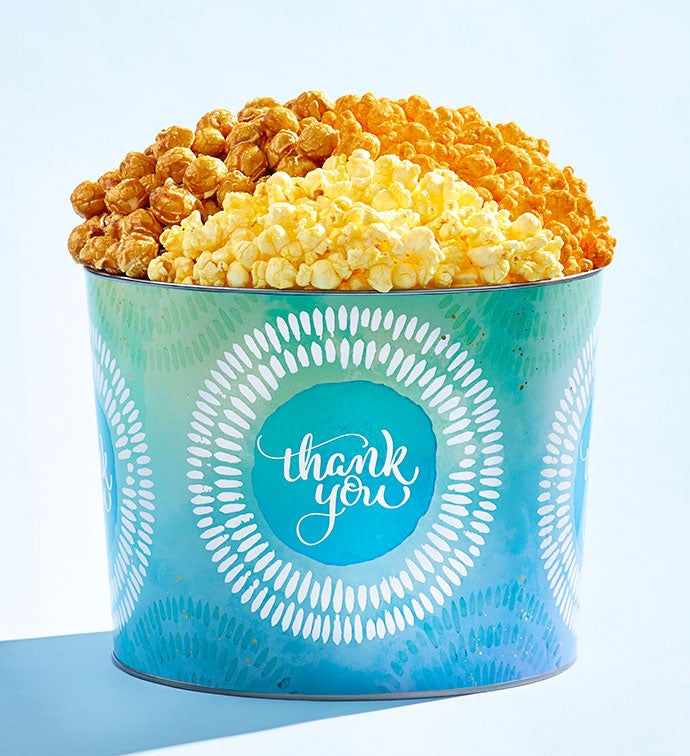 With Many Thanks 2 Gallon 3 Flavor Popcorn Tin