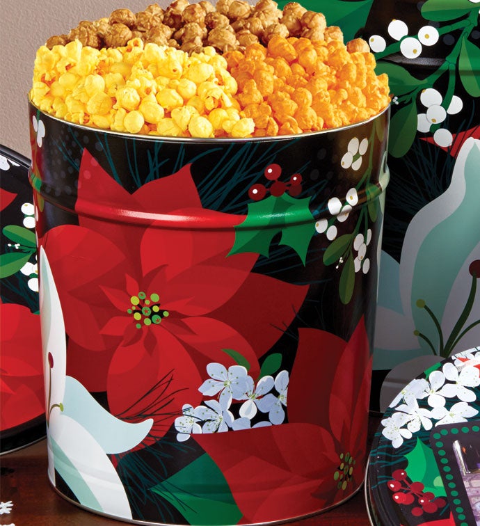 Winter Floral Popcorn Tins