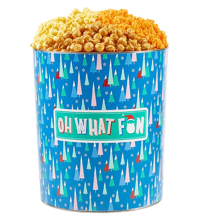Oh What Fun 6 1/2 Gallon 3 Flavor Popcorn Tin