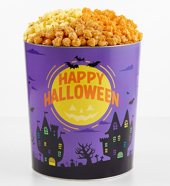 Happy Halloween 3 1/2 Gallon 3 Flavor Popcorn Tin