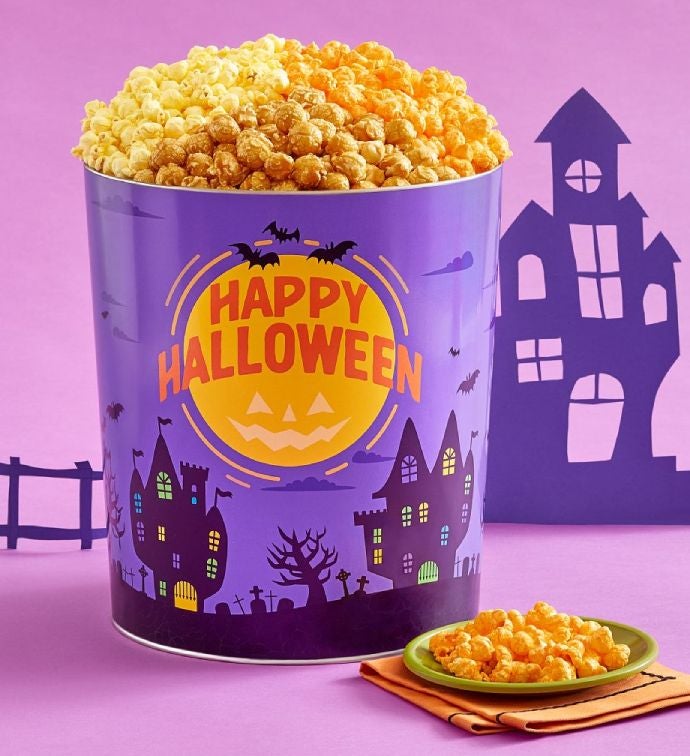 Happy Halloween 3 1/2 Gallon 3 Flavor Popcorn Tin