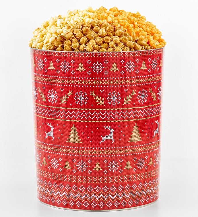 Cozy Holiday 6.5 Gallon 3 Flavor Popcorn Tin