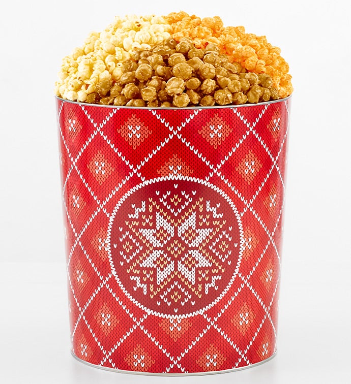 Cozy Holiday 3.5 Gallon 3 Flavor Popcorn Tin