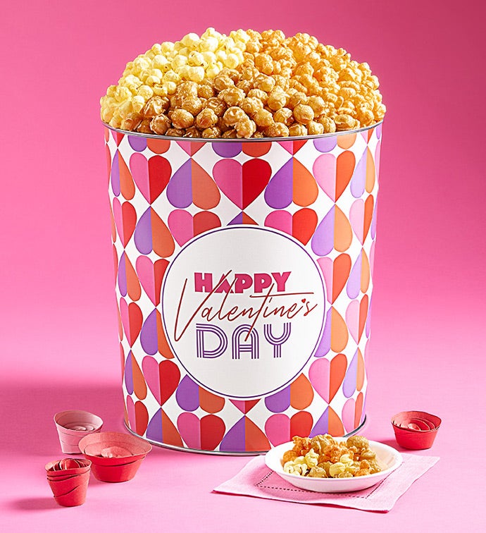 Happy Valentine's Day 3.5 Gallon 3 Flavor Popcorn Tin