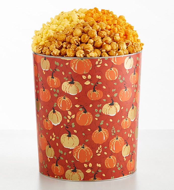 Fall Pumpkins 2 Gallon 3 Flavor Popcorn Tin