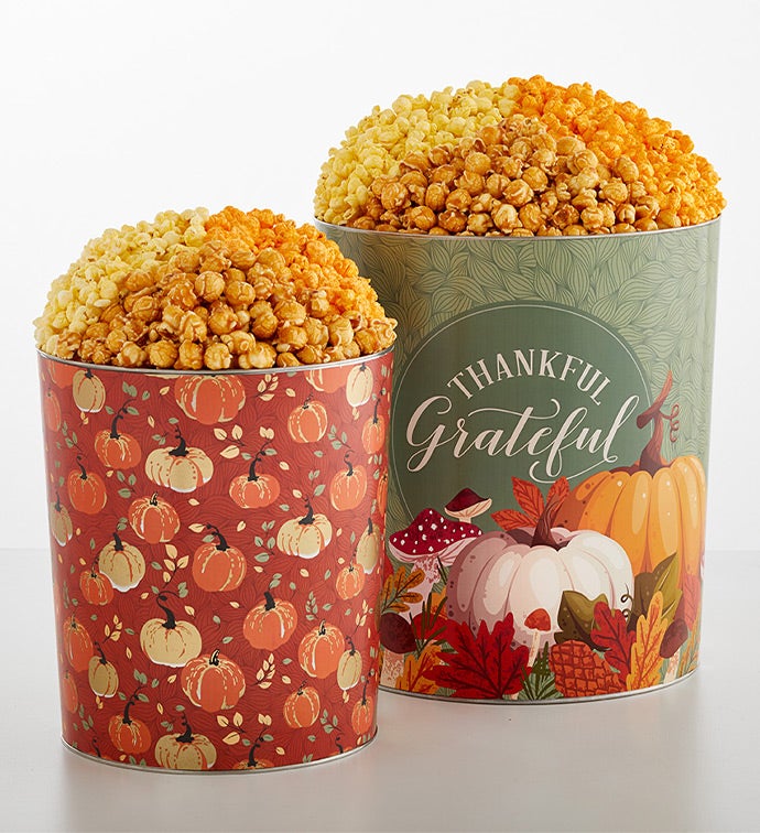 Thankful and Grateful 6 1/2 Gallon 3 Flavor Popcorn Tin