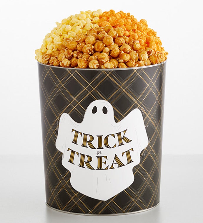 Trick Or Treat Ghost 3 1/2 Gallon 3 Flavor Popcorn Tin