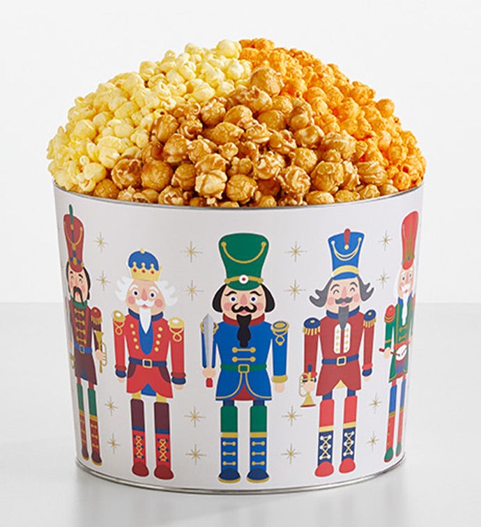 Cheerful Nutcracker 2 Gallon 3 Flavor Popcorn Tin