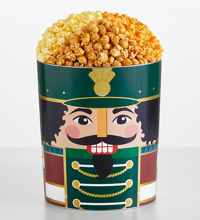Cheerful Nutcracker 3 1/2 Gallon 3 Flavor Popcorn Tin