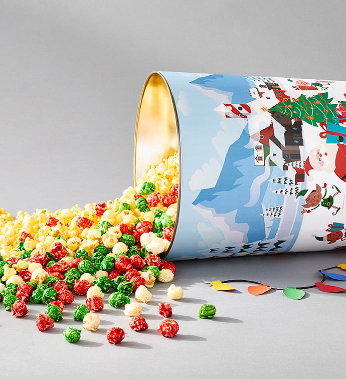Santa's Workshop  3 1/2 Gallon 2 Flavor Popcorn Tin
