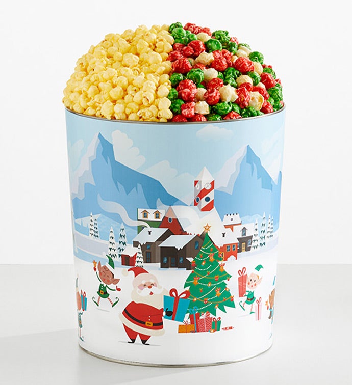 Santa's Workshop  3 1/2 Gallon 2 Flavor Popcorn Tin