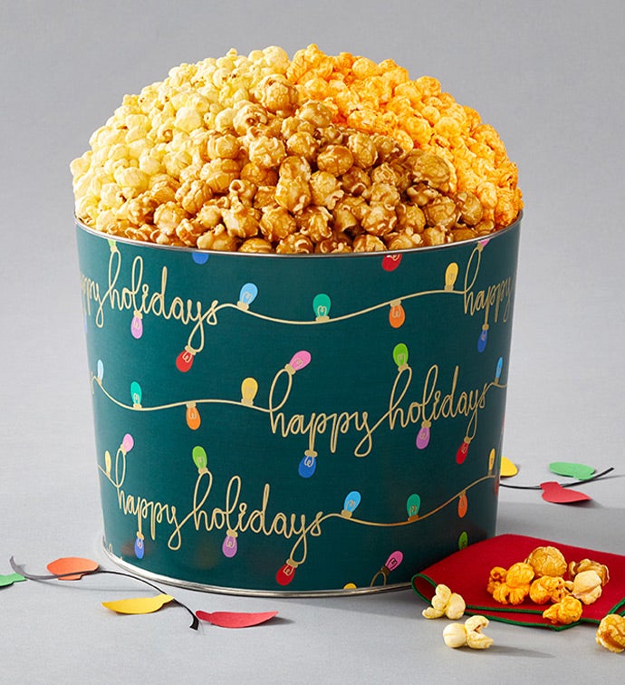 Holiday Lights 2 Gallon 3 Flavor Popcorn Tin